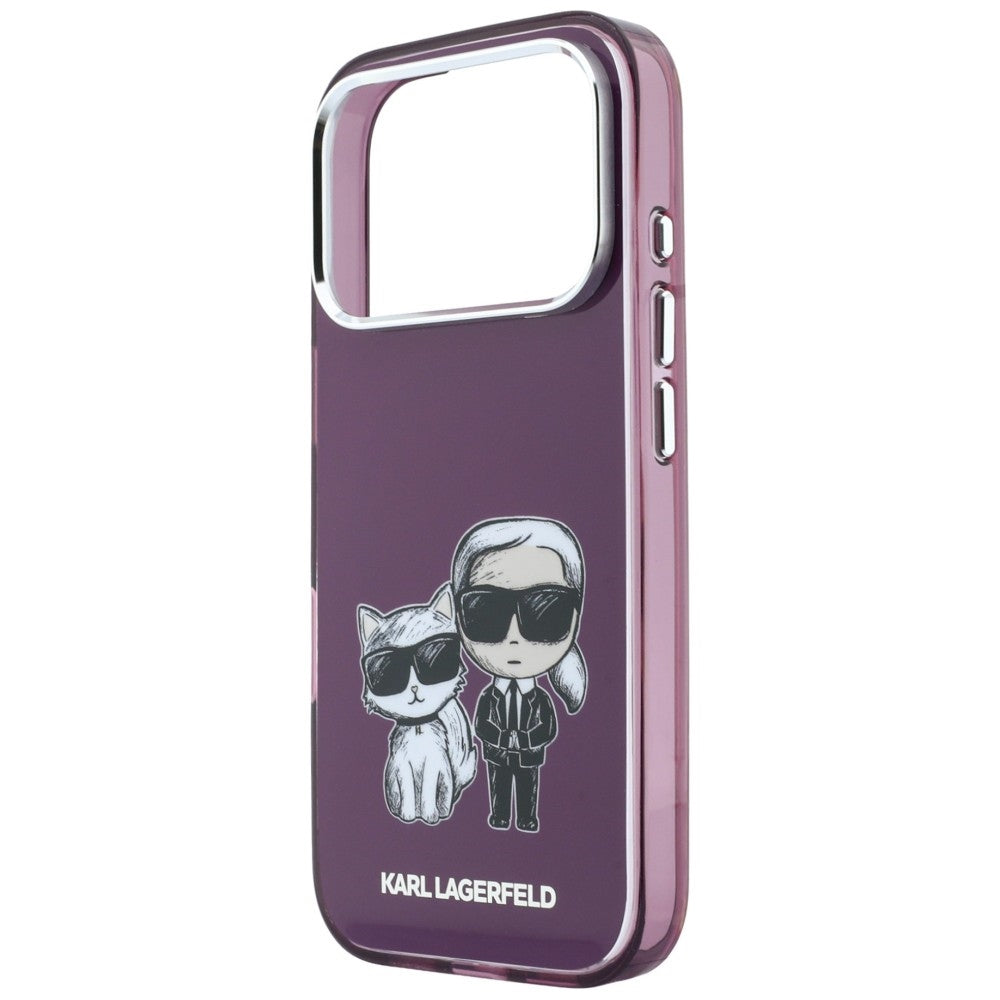 Karl Lagerfeld iPhone 17 Pro/iPhone 18 Pro Skal Karl & Choupette Sketch Burgundy