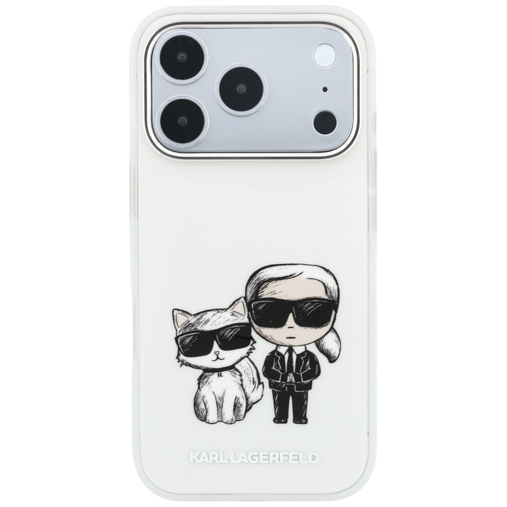 Karl Lagerfeld iPhone 17 Pro/iPhone 18 Pro Skal Karl & Choupette Sketch Beige