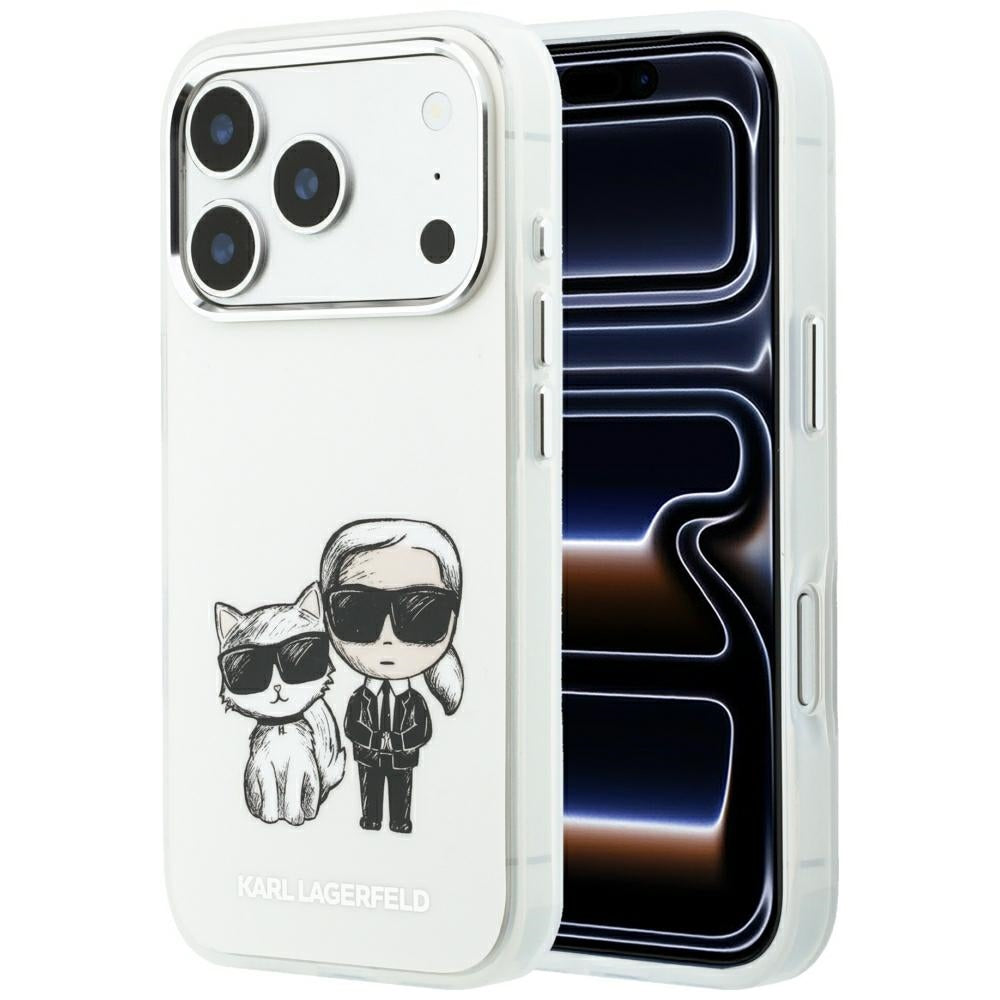 Karl Lagerfeld iPhone 17 Pro Max/iPhone 18 Pro Max Skal Karl & Choupette Sketch Beige