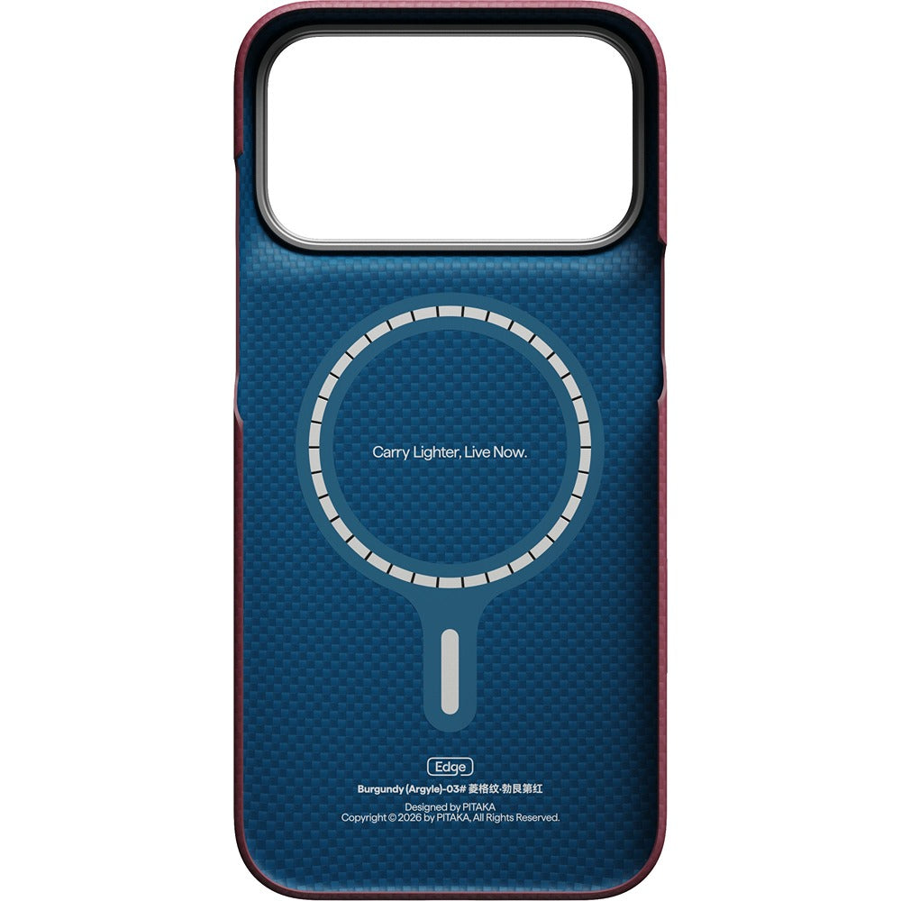 Pitaka iPhone 17 Pro Max/iPhone 18 Pro Max Skal Edge MagSafe Argyle Burgundy