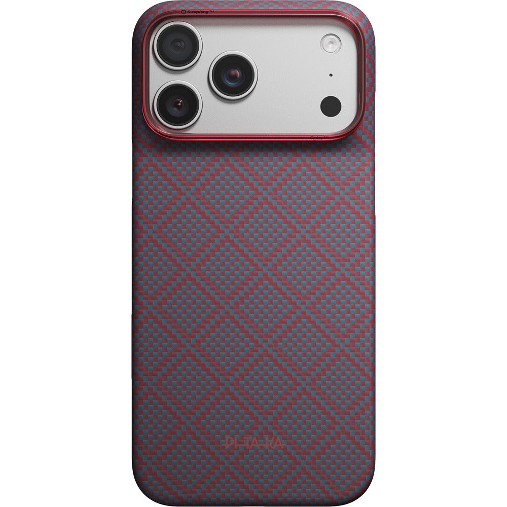 Pitaka iPhone 17 Pro Max/iPhone 18 Pro Max Skal Edge MagSafe Argyle Blue's Red