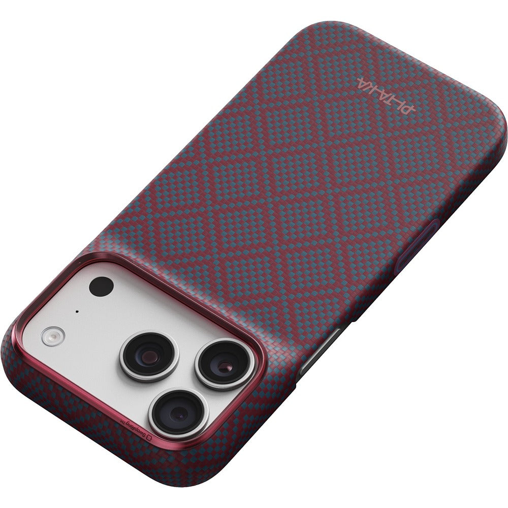 Pitaka iPhone 17 Pro/iPhone 18 Pro Skal Edge MagSafe Argyle Blue's Red