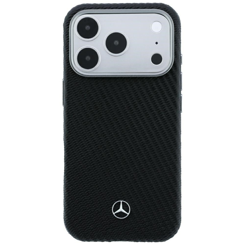 Mercedes Benz iPhone 17 Pro/iPhone 18 Pro Skal Leather Wood Effect Svart