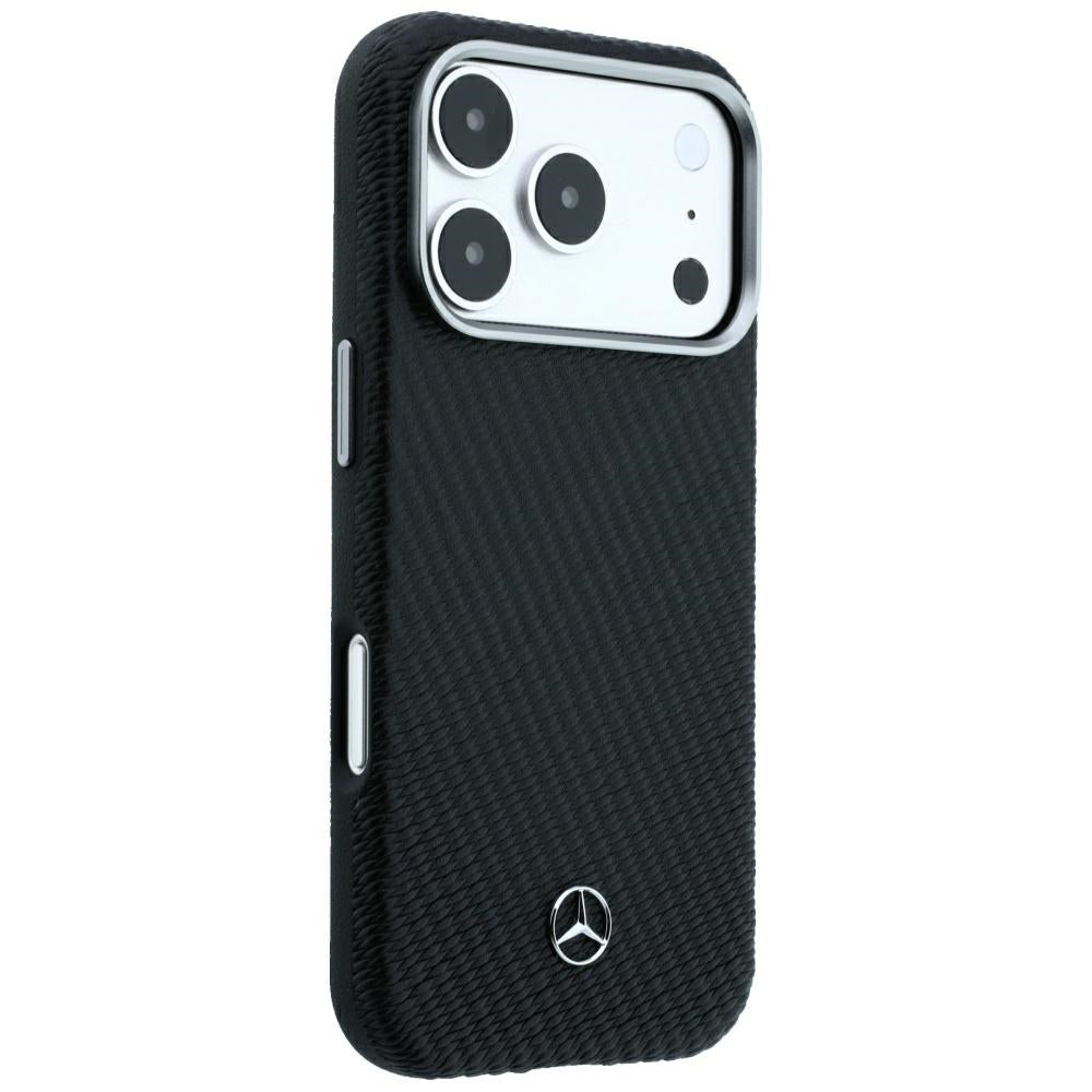 Mercedes Benz iPhone 17 Pro Max/iPhone 18 Pro Max Skal Leather Wood Effect Svart