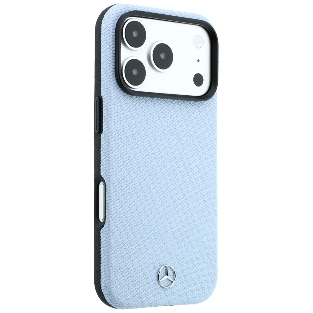 Mercedes Benz iPhone 17 Pro Max/iPhone 18 Pro Max Skal Leather Wood Effect Blå