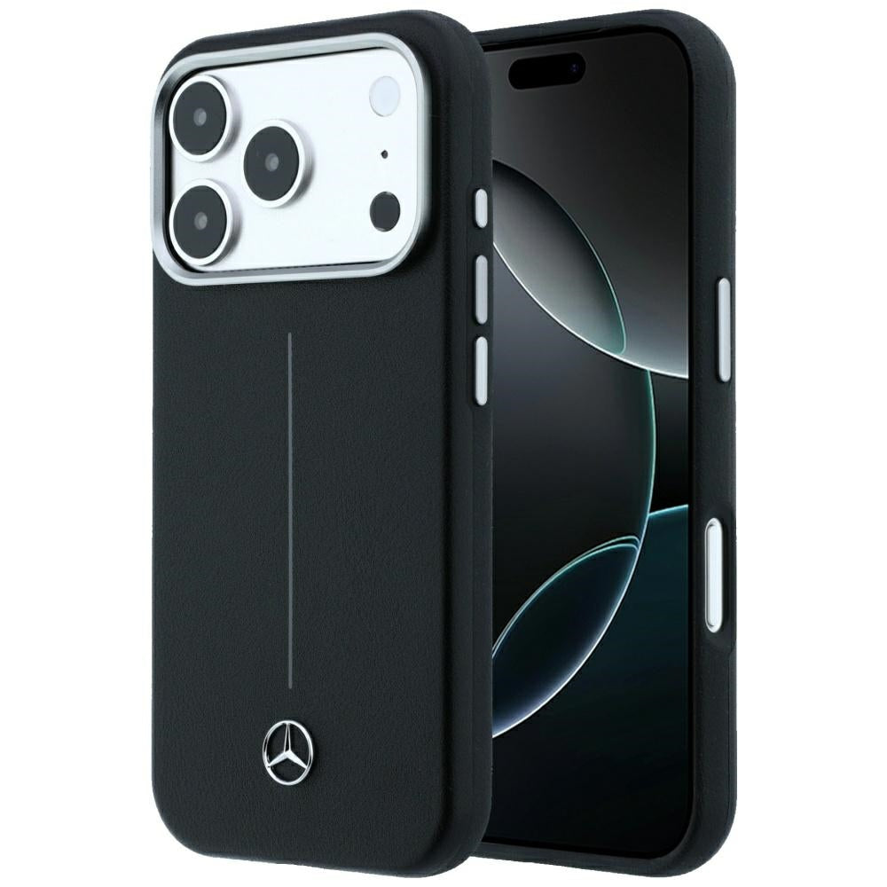 Mercedes Benz iPhone 17 Pro Max/iPhone 18 Pro Max Skal Leather Iconic Line Svart
