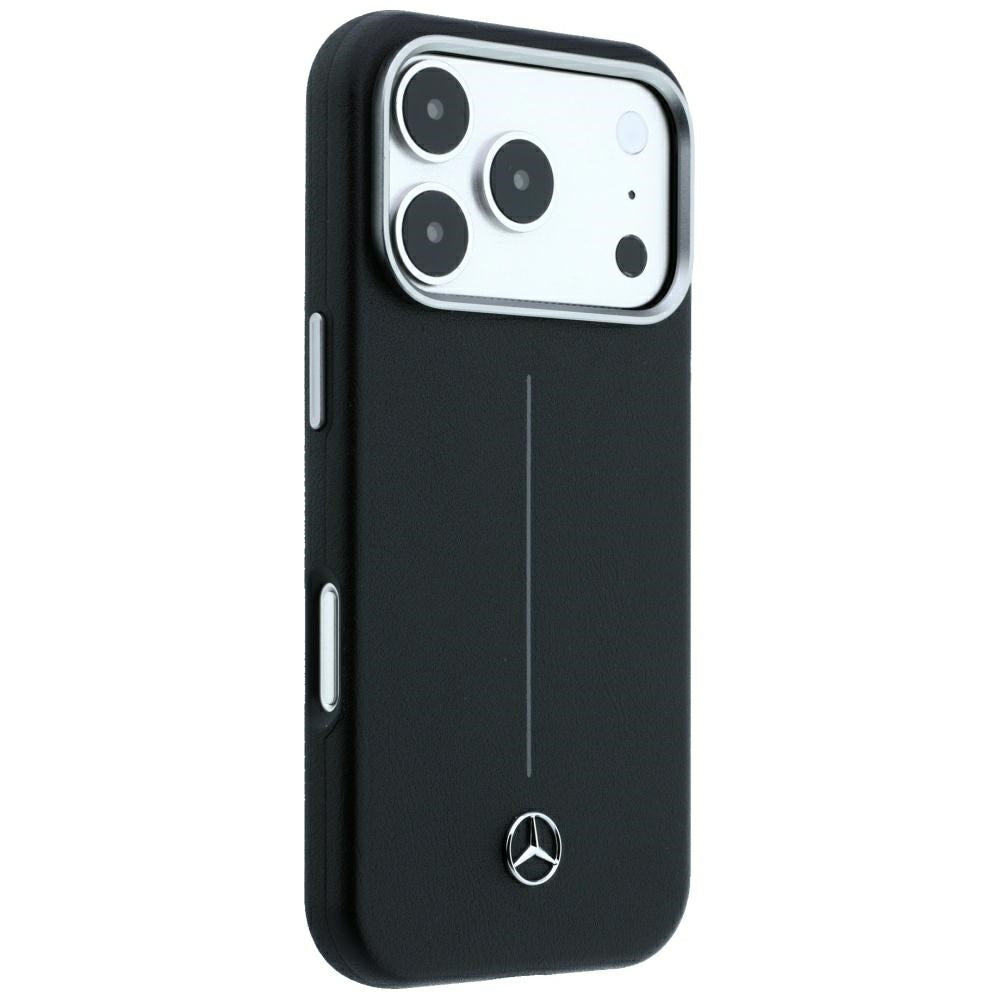 Mercedes Benz iPhone 17 Pro Max/iPhone 18 Pro Max Skal Leather Iconic Line Svart