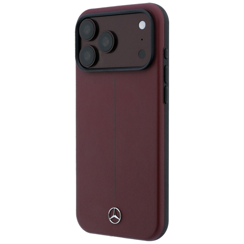 Mercedes Benz iPhone 17 Pro Max/iPhone 18 Pro Max Skal Leather Iconic Line Burgundy