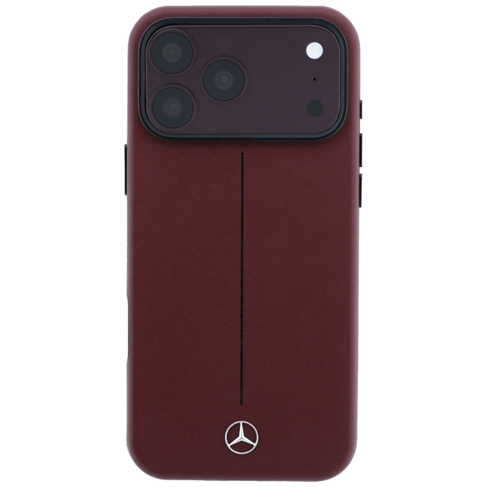 Mercedes Benz iPhone 17 Pro Max/iPhone 18 Pro Max Skal Leather Iconic Line Burgundy