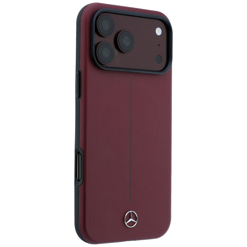 Mercedes Benz iPhone 17 Pro Max/iPhone 18 Pro Max Skal Leather Iconic Line Burgundy