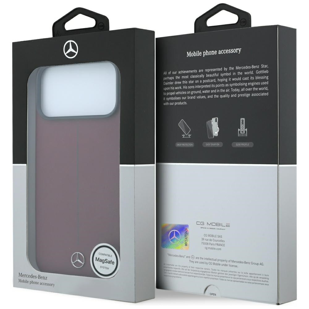 Mercedes Benz iPhone 17 Pro Max/iPhone 18 Pro Max Skal Leather Iconic Line Burgundy