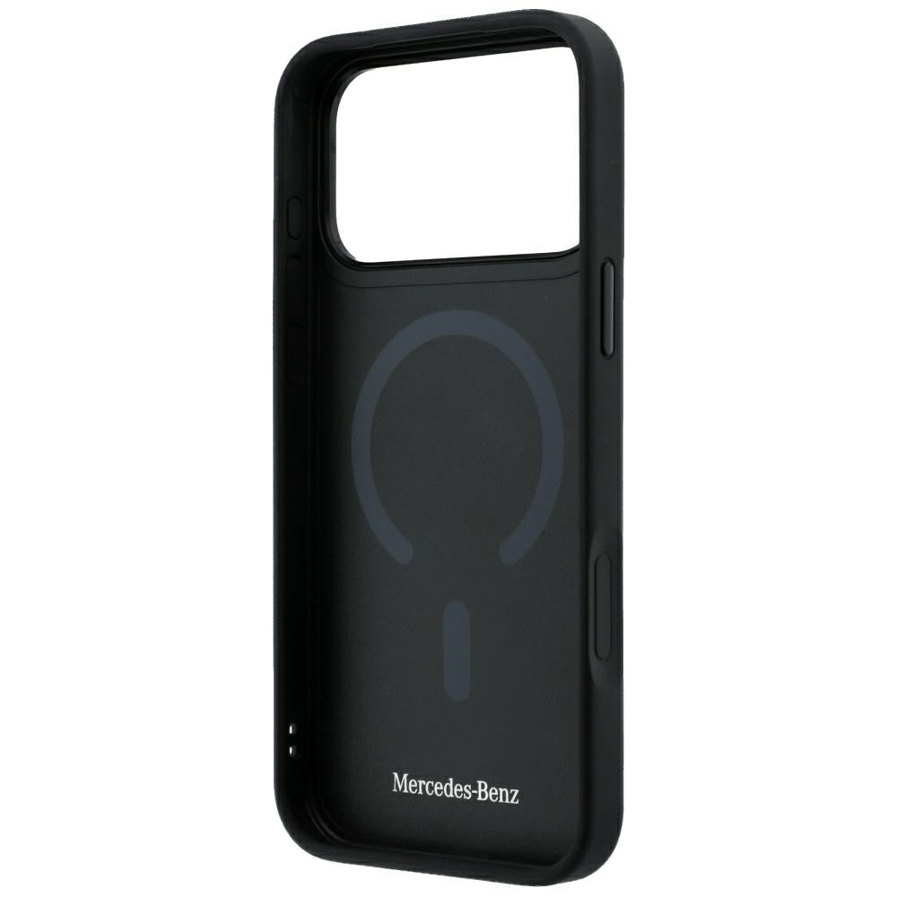 Mercedes Benz iPhone 17 Pro Max/iPhone 18 Pro Max Skal Leather Crossed Lines Svart