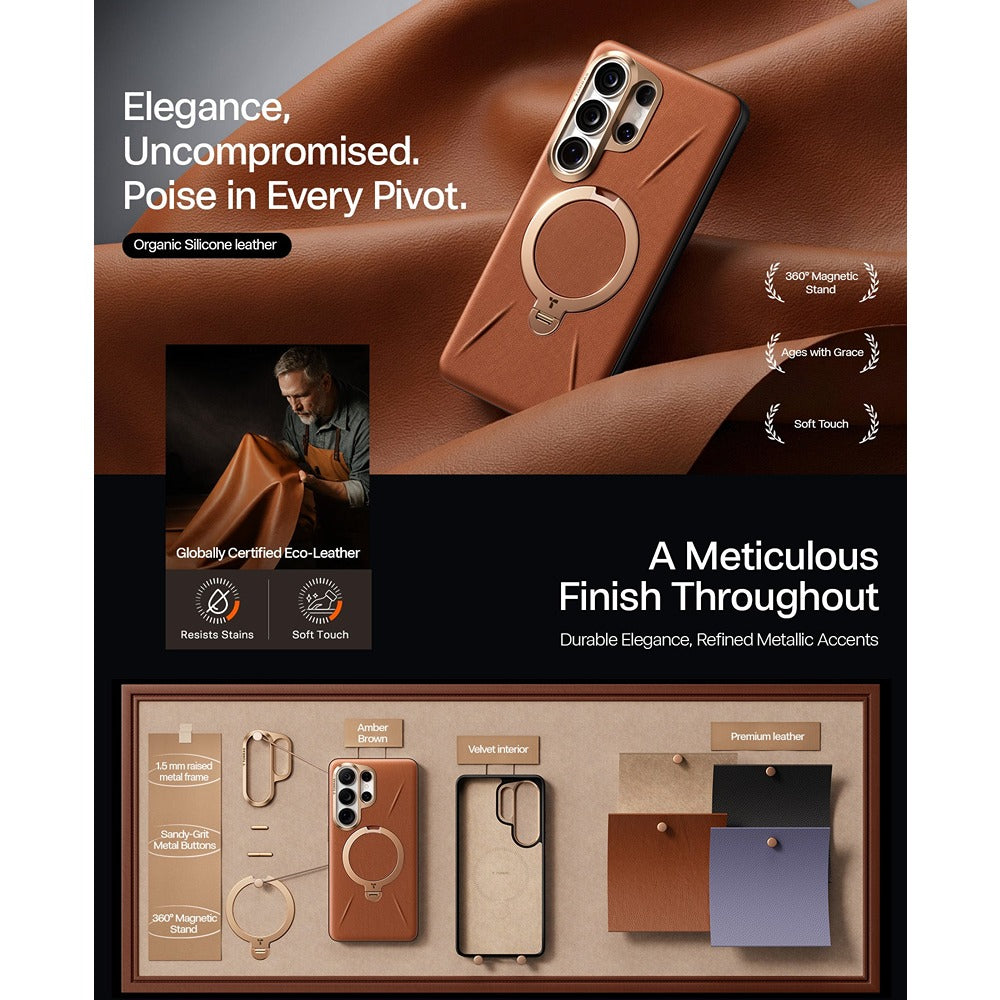 Torras Samsung Galaxy S26 Ultra Skal Ostand Q3 Vegskin Amber Brown