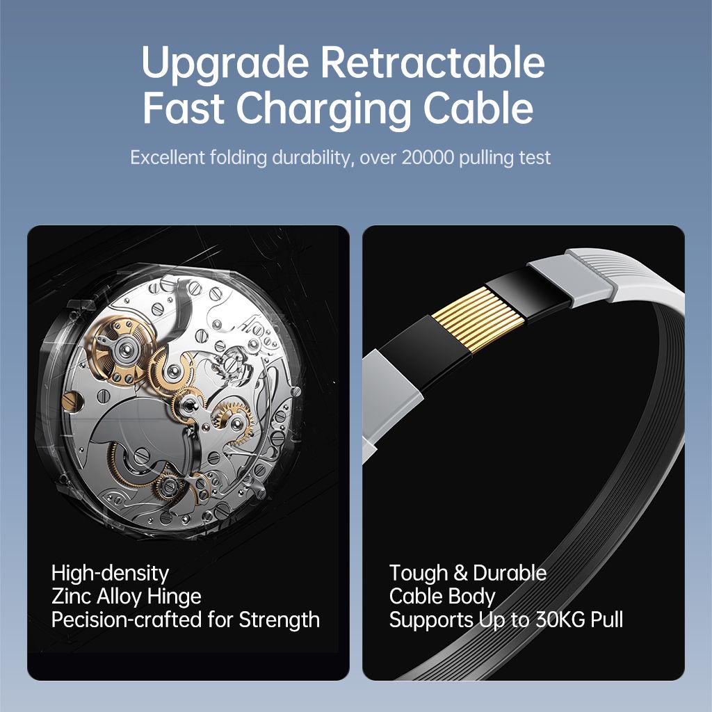 SiGN 65W Snabbladdare GaN med utdragbar USB-C kabel Vit