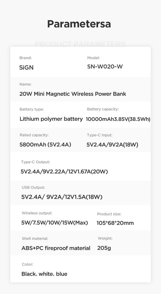 SiGN MagSafe-powerbank 10 000 mAh 20W Vit