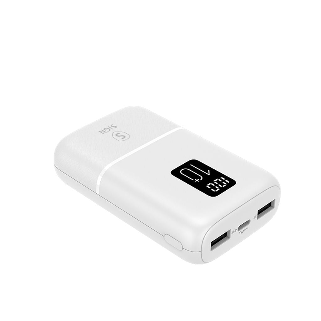 SiGN Mini Powerbank med Display 10 000mAh Vit