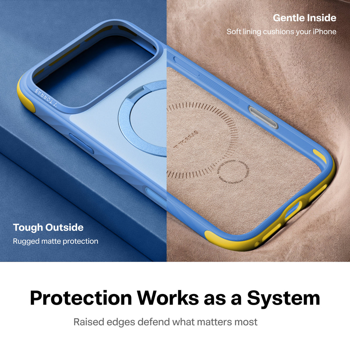 Torras iPhone 18 Pro Max Skal Ostand Q3 Rugged Island Blue