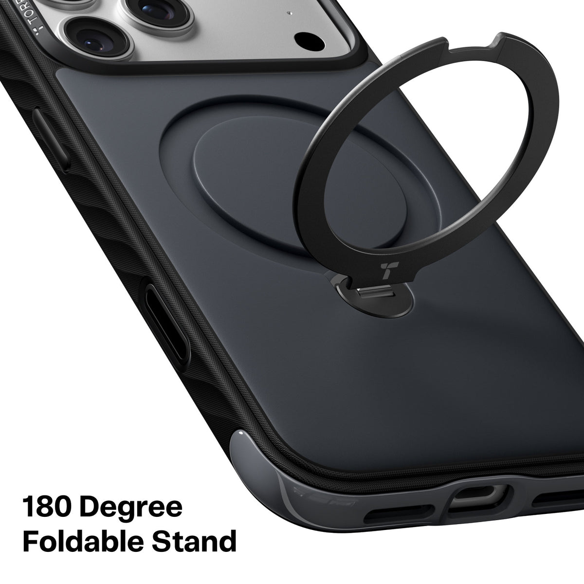 Torras iPhone 18 Pro Max Skal Ostand Q3 Rugged Jet Black