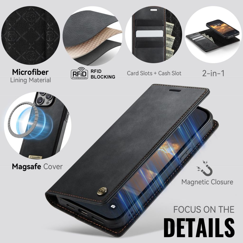 CaseMe iPhone 14 Pro Fodral C49 Series Svart
