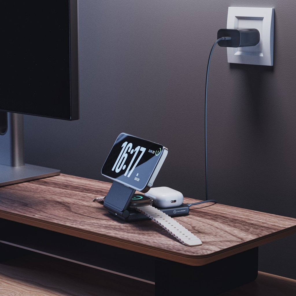 Alogic Trådlös Laddare Yoga 3-in-1 Svart
