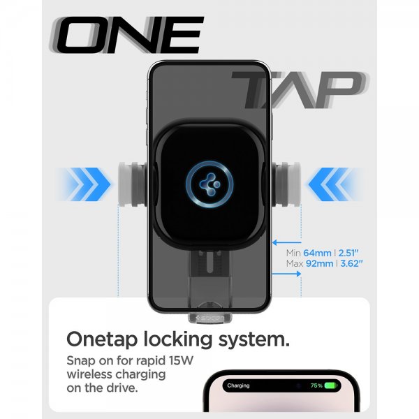 Spigen Bilhållare OneTap Pro Air Vent Mount Charger 15W Svart