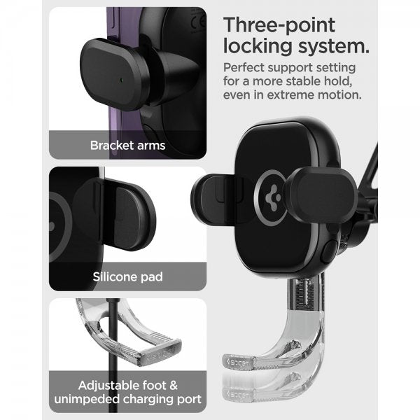Spigen Bilhållare OneTap Pro Dashboard Mount Charger 15W Svart