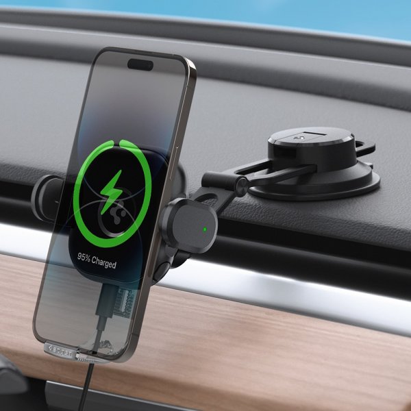 Spigen Bilhållare OneTap Pro Dashboard Mount Charger 15W Svart