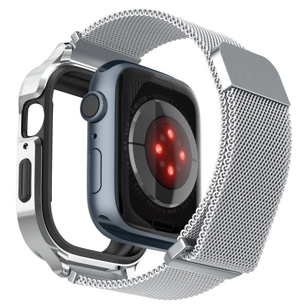 Spigen Apple Watch 40mm Skal med Armband Metal Fit Pro Silver