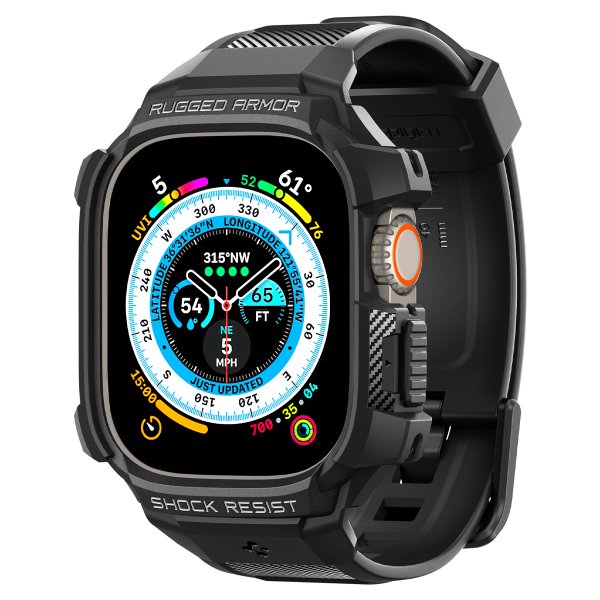 Spigen Apple Watch Ultra Skal och Armband Rugged Armor Pro Svart