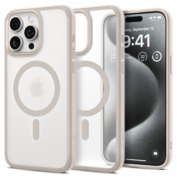 Spigen iPhone 15 Pro Max Skal Ultra Hybrid MagFit Frost Natural Titanium