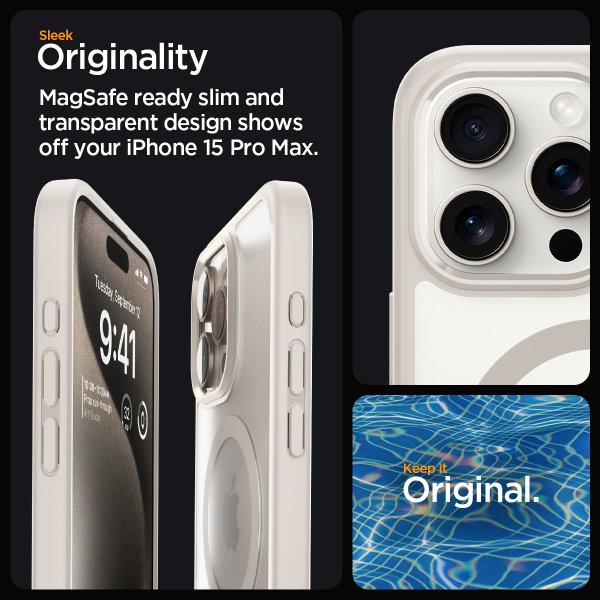 Spigen iPhone 15 Pro Max Skal Ultra Hybrid MagFit Frost Natural Titanium