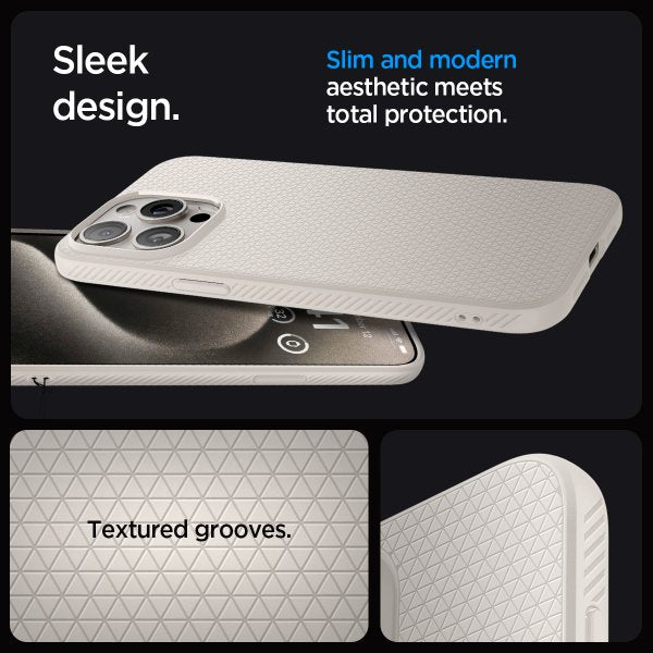 Spigen iPhone 15 Pro Max Skal Liquid Air Natural Titanium