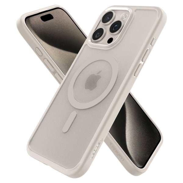 Spigen iPhone 15 Pro Skal Ultra Hybrid MagFit Frost Natural Titanium