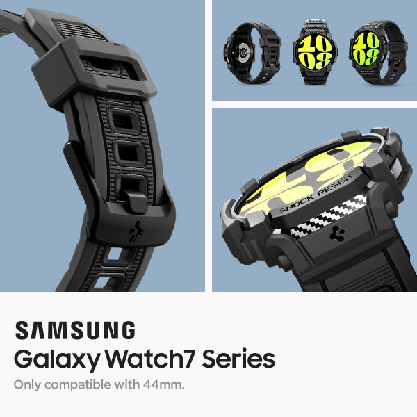 Spigen Samsung Galaxy Watch 7 44mm Armband och Skal Rugged Armor Pro Matte Black