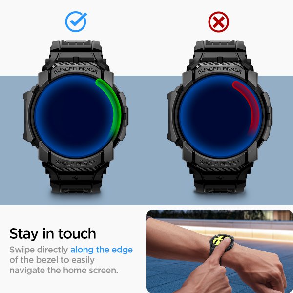 Spigen Samsung Galaxy Watch 7 44mm Armband och Skal Rugged Armor Pro Matte Black