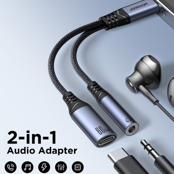Joyroom Adapter 2-in-1 Audio Adapter USB-C to 3.5mm+USB-C