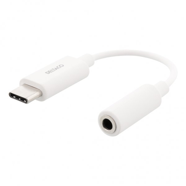Deltaco Adapter USB-C till 3.5mm Vit