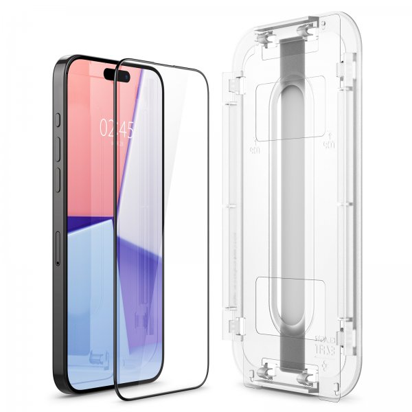Spigen iPhone 15 Pro Max Skärmskydd GLAS.tR EZ Fit FC Svart 2-pack