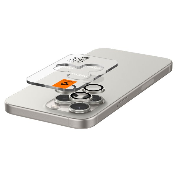 Spigen iPhone 15 Pro/iPhone 15 Pro Max Kameraskydd GLAS.tR EZ Fit Optik Pro 2-pack White Titanium