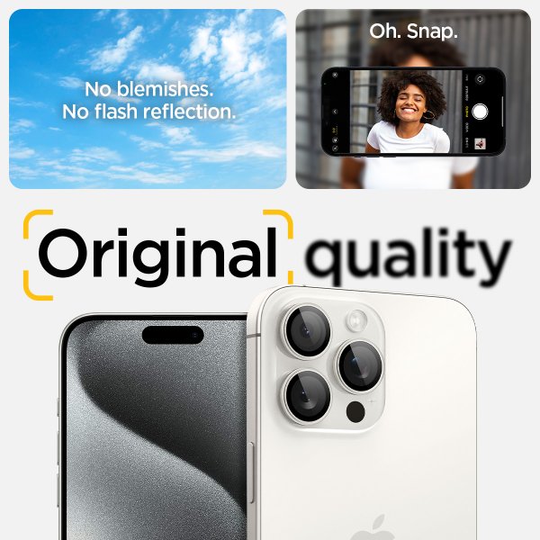 Spigen iPhone 15 Pro/iPhone 15 Pro Max Kameraskydd GLAS.tR EZ Fit Optik Pro 2-pack White Titanium