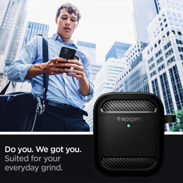Spigen AirPods 1/2 Skal Rugged Armor Svart