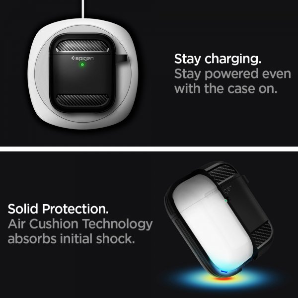 Spigen AirPods 1/2 Skal Rugged Armor Svart