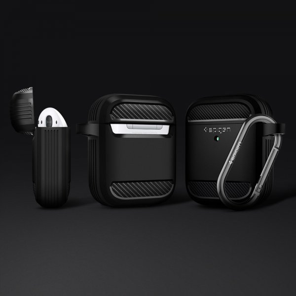 Spigen AirPods 1/2 Skal Rugged Armor Svart
