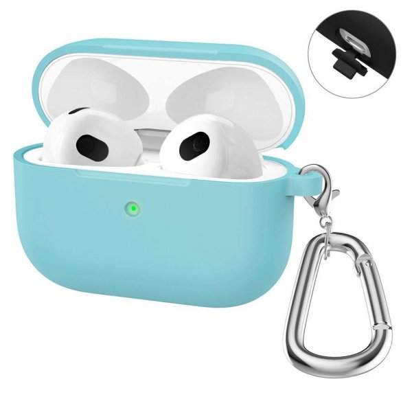 Enkay AirPods 3 Skal Silikon Karbinhake Cyan