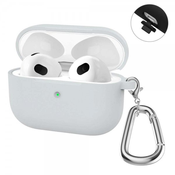 Enkay AirPods 3 Skal i Silikon med Karbinhake Grå