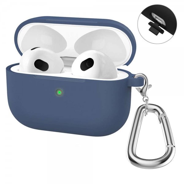 Enkay AirPods 3 Skal i Silikon med Karbinhake Mörkblå