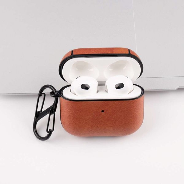 AirPods 3 Skal Lädertextur Ljusbrun