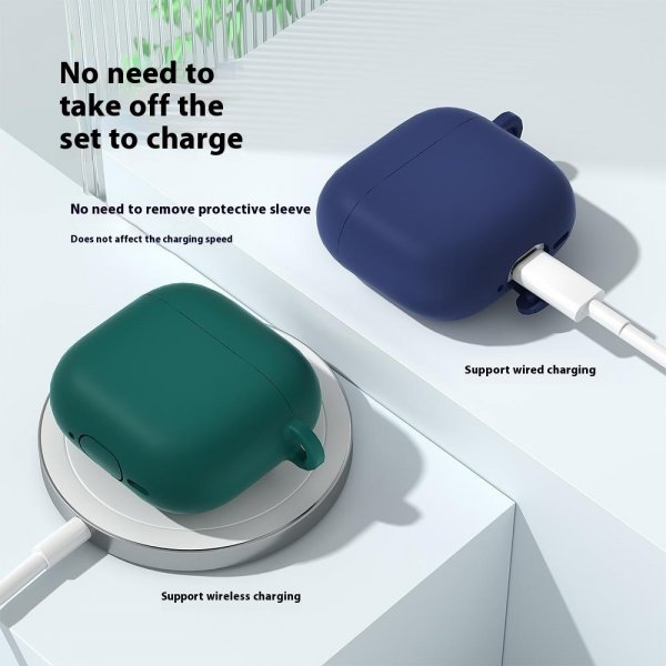 AirPods 4 Skal i Silikon med Karbinhake Svart