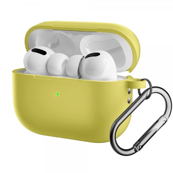 AirPods Pro 2 Skal i Silikon med Karbinhake Gul