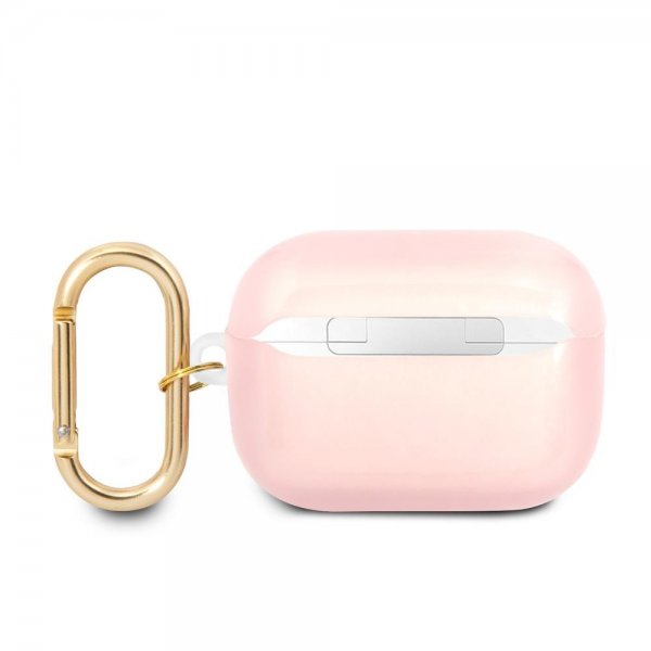 Guess AirPods Pro Skal Printed Stripe & Gold Hook Rosa